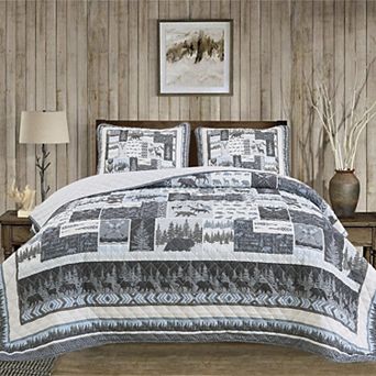 Market & Place Denali Reversible Lodge Printed Quilt Set