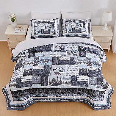 Market & Place Denali Reversible Lodge Printed Quilt Set