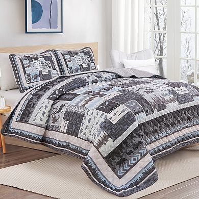 Market & Place Denali Reversible Lodge Printed Quilt Set