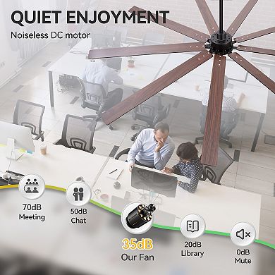 84-Inch Ceiling Fan Without Light, 9 Reversible Blades, 3 Downrods (8/12/24-Inch), Remote Control