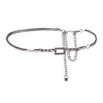 Women's Crystal Square Accent Waist Chain Adjustable Belly Jewelry