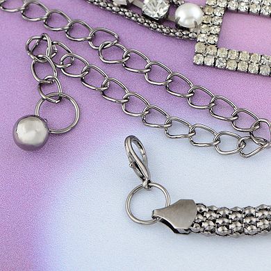 Women's Crystal Square Accent Waist Chain Adjustable Belly Jewelry