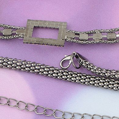 Women's Crystal Square Accent Waist Chain Adjustable Belly Jewelry