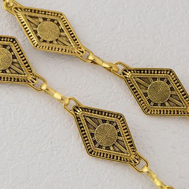 Women's Waist Chain Belt with Diamond-Shaped Links and Turquoise Stone Accents