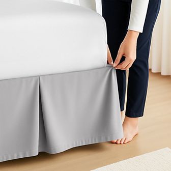 Lux Decor Solid Bed Skirts Microfiber Tailored Drop 16-Inch Quadruple Pleated Plain Bed Skirt