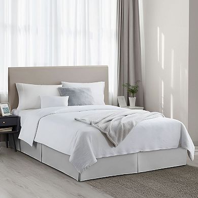 Lux Decor Solid Bed Skirts Microfiber Tailored Drop 16-Inch Quadruple Pleated Plain Bed Skirt