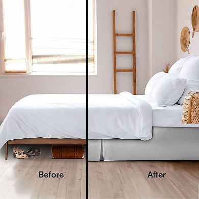 Lux Decor Solid Bed Skirts Microfiber Tailored Drop 16-Inch Quadruple Pleated Plain Bed Skirt