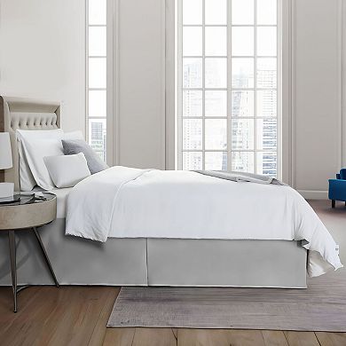 Lux Decor Solid Bed Skirts Microfiber Tailored Drop 16-Inch Quadruple Pleated Plain Bed Skirt