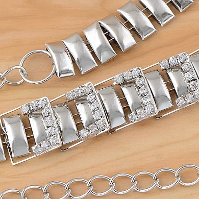 Women's Geometric Square Link Waist Chain with Adjustable Extender and Shimmering Accents