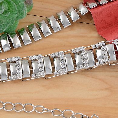 Women's Geometric Square Link Waist Chain with Adjustable Extender and Shimmering Accents