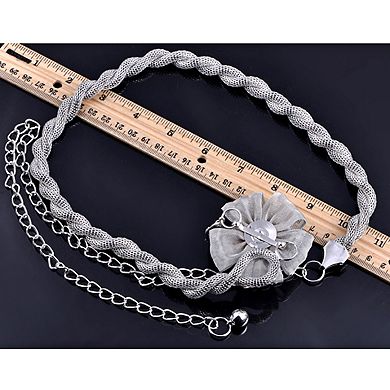 Women's Rhinestone Flower Accent Waist Chain with Adjustable Extender