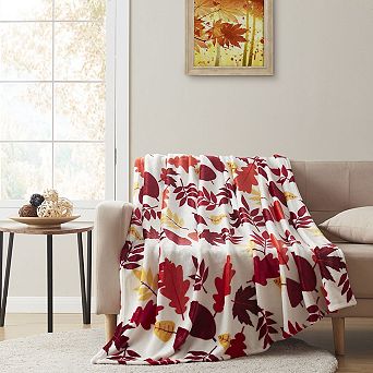 Kate Aurora Oversized Autumn Leaves Ultra Soft and Plush Throw Blanket