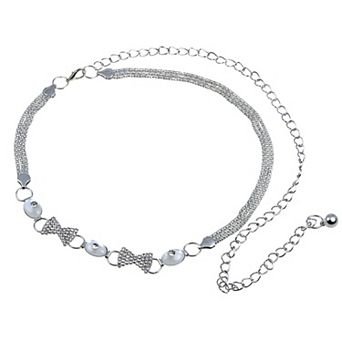 Women's Waist Chain with Crystal Bow Accents and Pearl Details Adjustable Fit