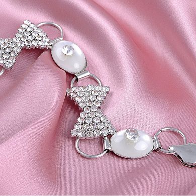 Women's Waist Chain with Crystal Bow Accents and Pearl Details Adjustable Fit