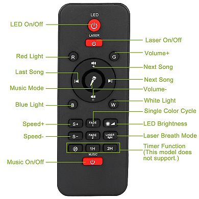 RGBW Star Projector Lamp with Wireless Music Speaker USB Ocean Wave Night Light & Remote