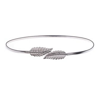 Women's Metallic Leaf Design Waist Chain Belt with Sleek Minimalist Band