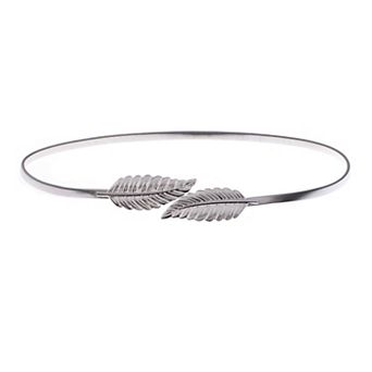 Women's Metallic Leaf Design Waist Chain Belt with Sleek Minimalist Band