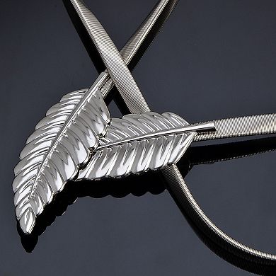 Women's Metallic Leaf Design Waist Chain Belt with Sleek Minimalist Band