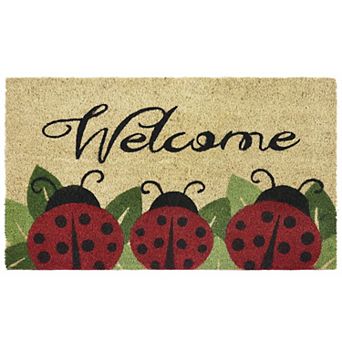 Kate Aurora Lady Bug Garden Design Coir Bristled Outdoor All Season Welcome Mat - 18"x30"