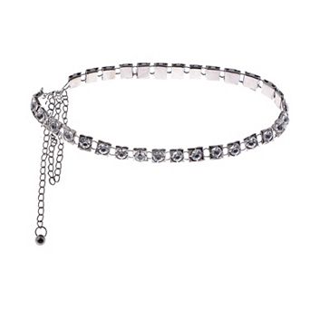 Women's Crystal Square Link Waist Chain with Adjustable Extender