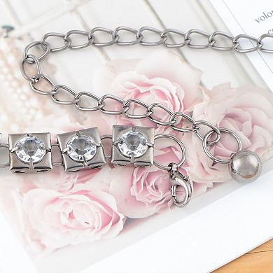 Women's Crystal Square Link Waist Chain with Adjustable Extender