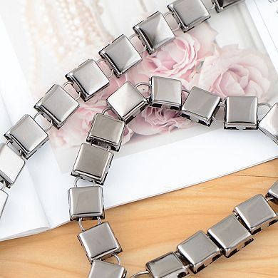 Women's Crystal Square Link Waist Chain with Adjustable Extender