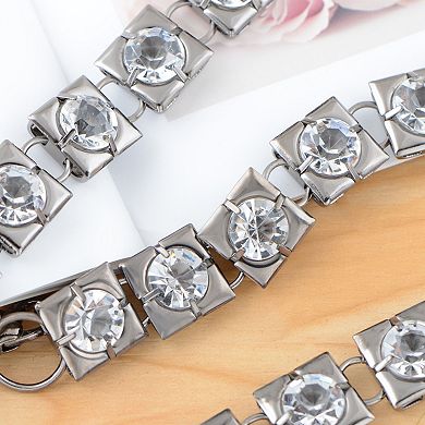 Women's Crystal Square Link Waist Chain with Adjustable Extender