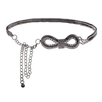 Women's Bow Waist Chain with Crystal Accents and Adjustable Extender