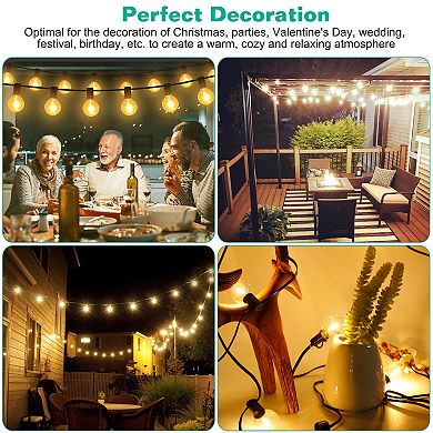 50FT Globe String Lights 25 Decorative Bulbs for Outdoor/Indoor Patio, Garden, Party, Café