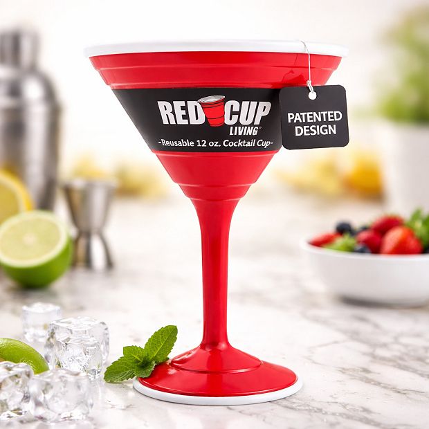 Red Cup Living Reusable Cocktail Cup, 12-Ounce, Red