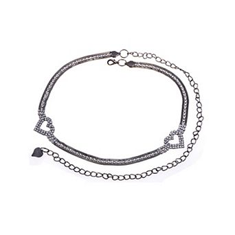 Women's Crystal Heart Accent Waist Chain Adjustable Belly Jewelry