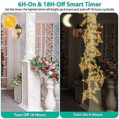 Lighted Birch Garland 7.87FT Lighted Twig Vine Lights 144LED Birch Garland with Lights String Light