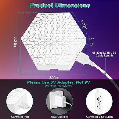 8PCS RGBW Hexagon Light Panels, App & Remote Control, Music Sync, Wall Lamps for Gaming Decor