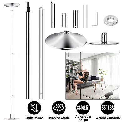 5mm Dance Pole Spinning & Static, Adjustable 88108in, 551lbs Capacity