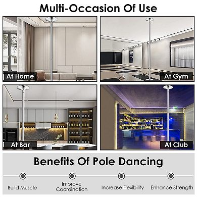 5mm Dance Pole Spinning & Static, Adjustable 88108in, 551lbs Capacity