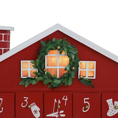 Polar Elegance Wooden Christmas Advent Calendar with LED 24 Countdown Drawers and Ski-Themed