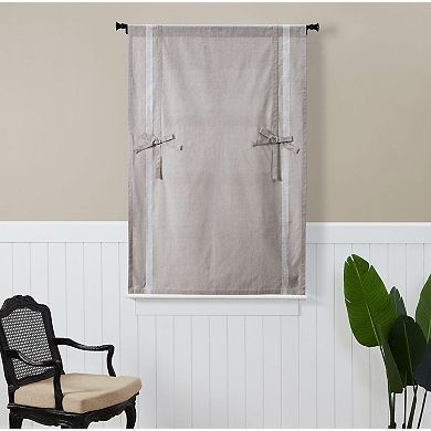 Kate Aurora Country Farmhouse Cotton Striped Rod Pocket Tie Up Window Curtain Panel