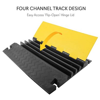 Pyle Cable Protector Cover Ramp Track - Ultra Rugged 4-Channel Safety Wire Concealment - PCBLCO108