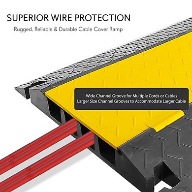 Pyle Cable Protector Cover Ramp Track - Ultra Rugged 4-Channel Safety Wire Concealment - PCBLCO108