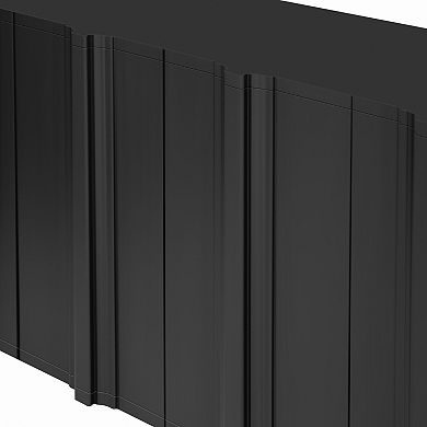 4 Door Sideboard with Intricate Linear Accents and Luxurious Multi Layered Pine Veneer