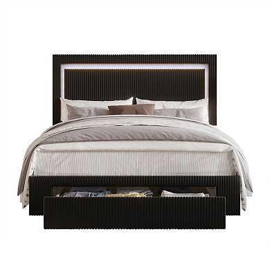 Luxurious Velvet Platform Bed with Storage