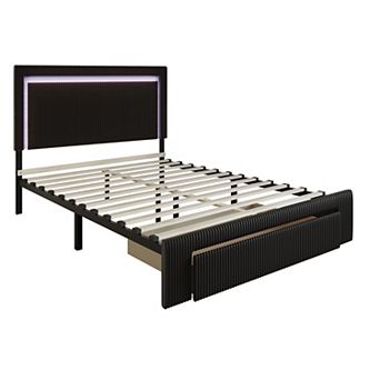Luxurious Velvet Platform Bed with Storage