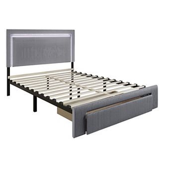 Luxurious Velvet Platform Bed with Storage