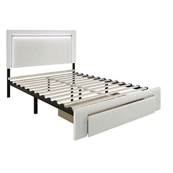 Luxurious Velvet Platform Bed with Storage