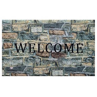 Kate Aurora Montauk Accents Stone Welcome Outdoor Rubber Entrance Mat 18x30 - Stone Outdoor