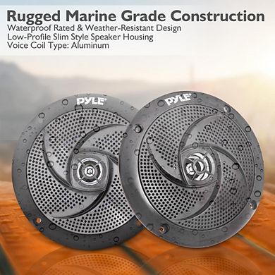 Pyle 6.5'' Waterproof Marine Speakers with Blue LED Lights (PLMRS63BL) - 240 Watt, Weather-Resistant
