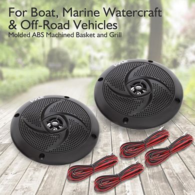 Pyle 6.5'' Waterproof Marine Speakers with Blue LED Lights (PLMRS63BL) - 240 Watt, Weather-Resistant