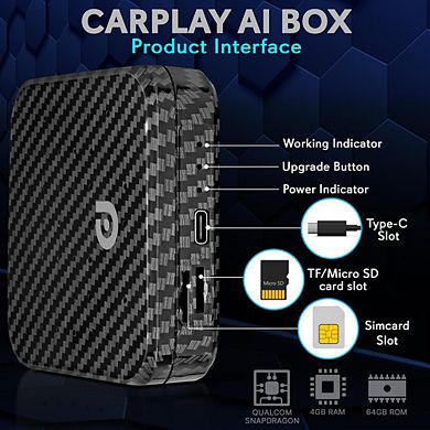 Pyle Wireless Carplay & Android System iA Box (PAS20BD) - USB Connection, Black Pattern Finish
