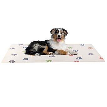 PetMaker Paw Print 24-inch x 46.5-inch Dog Mat for Food & Water