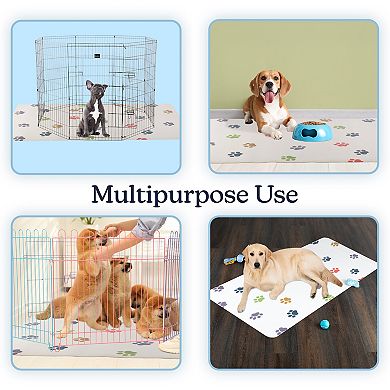 PetMaker Paw Print 24-inch x 46.5-inch Dog Mat for Food & Water